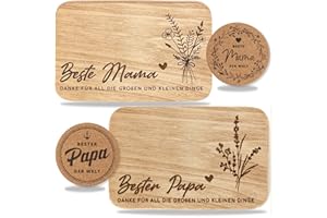 kupi Frühstücksbrettchen Mama und Papa Geschenke | Weihnachtsgeschenke für Eltern | Mama und Papa Geschenk | Geschenkidee zu Weihnachten Holzbrettchen