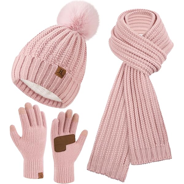 Ensemble Bonnet, écharpe, Gants Tricoté Hiver UMIPUBO - Laine Polaire, Doux, Chaud, Unisexe, Avec Boutons Tactiles
