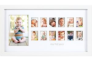 Pearhead Photo Moments Baby First Year Keepsake Frame, White