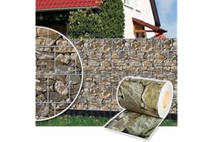 Plantiflex Sichtschutz Rolle 35m Blickdicht PVC Zaunfolie Windschutz für Doppelstabmatten Zaun (Stein-Optik)