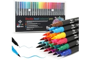 Mitoymia 24 Dual Tip Colouring pens,Colouring Books for Felt Tips for Adults, coloured drawing brush pens art pens Set markers
