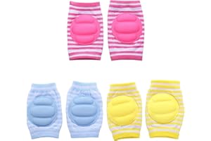 ADALEX GLOBAL Baby Knee Pads for Crawling - Comfortable Baby Knee Pads, Toddler Knee Pads for Protection Toddlers Elastic Anti-Slip Breathable Knee Protector Baby Toy 0-6 6-12 months (3-Pairs Pink, Blue & Yellow)
