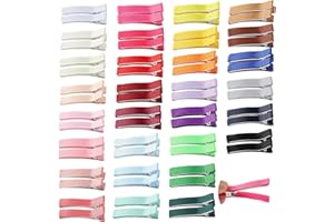 Cinaci 60 Pack/30 Pairs Solid 2" Grosgrain Ribbon DIY Fully Lined Alligator Hair Clips Duckbill Barrettes Hairgrips for Baby Girls Toddlers Kids Hair Accessories