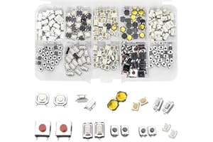 ALFFREUDE 250pcs Tactile Bouton-Poussoir Micro Interrupteur Tactile Micro Bouton Tactile 12V avec Boîte en Plastique pour Télécommande Equipement Audio Equipement Industriel 10 Types