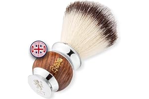 THE CAMBRIDGE CUTTHROAT Shaving Brush The Cambridge Cut Throat® Luxury Missanda Hardwood and Stainless Steel Men's Brush for Soap, Foam or Cream with Premium Synthetic Silvertip Vegan Friendly Badger Bristles