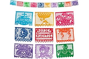 FANMEX Fantastik - Auténtico Papel picado Mexicano - Modelo Calaveras 5 Metros - Decoración día de Muertos (Plástico)