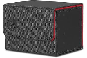AARON TOOL Deck Box with 100 Pcs Card Sleeves for MTG Cards - Commander Deck Box Fits 100 Sleeved Cards - Card Storage Box in PU Leather for CCG TCG (Black)