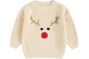 L&ieserram Baby Jungen Mädchen Weihnachten Gestrickt Pullover Jumper Weihnachtspullover Neugeborenen Kinder Langarm Strickpullover Pulli Kleinkinder Kleidung Outfit