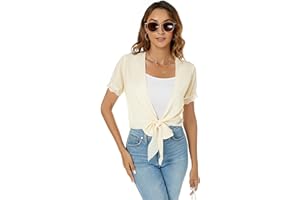 Famrrifuu Coprispalle Donna Elegante Chiffon Cardigan Leggero Estivo Manica Corta Giacca Casual Bolero Corto