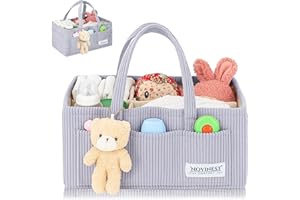 Novinest Nappy Caddy Organizer, Newborn Essentials & Car Diaper Caddy, Portable Nursery Storage Basket with Detachable Compartments, Baby Shower Gifts and Registry Must Haves for Boy or Girl