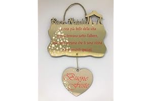 vestipassioni Targa Regalo per Parete o Porta Ingresso Buon Natale con Decorazione per Albero in MDF. Le Cose Piu' Belle della Vita