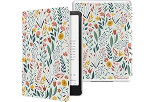 MoKo Custodia per 7" Kindle Paperwhite 12th Generation 2024&Kindle Colorsoft Signature Edition 2024, Custodia Protettiva in Policarbonato di Stile Semplice e Elegante per Kindle Paperwhite 2024, Fiori