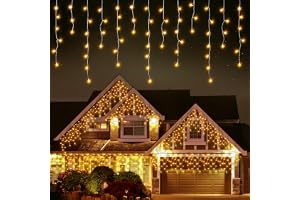 Quntis Ice Rain String Lights Utomhus 10m 400 LED, IP44 Ljusridå Fönster | Eldriven Icicle Julbelysning Inomhus Varmvit, Timer 8 lägen, Expanderbar Juldekoration för Balkong Terrass