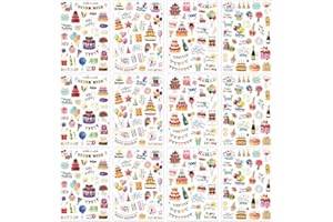 Guyode 12 Pezzi Adesivi Compleanno, 4 Stili Stickers Personalizzati Colorati, Birthday Stickers per Libri Degli Ospiti di Compleanno per Feste Regali Biglietti Album di Ritagli Scrapbooking