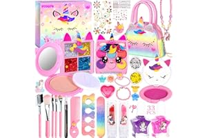 RDDAIPE Kit de maquillage pour fille, licorne, rose hypoallergénique, 3-12 ans