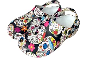 ZOCODIP Zuecos Sanitarios Mujer Divertidos Trabajo Cómodos de Goma Ligeros Laboral Enfermera y Hostelería con Diseño Dibujos Hidroimpresión Hospitalario