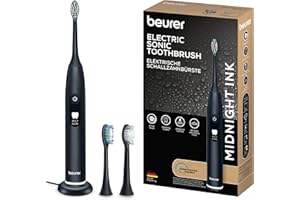 ‎BEURER Beurer SC 50 Schallzahnbürste, elektrische Zahnbürste mit 5 Putzmodi & Andrucksensor, 80.000 Schwingungen, Display mit Putzdauer-Anzeige, inkl. 2 Aufsteckbürsten (Midnight Ink)