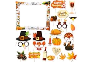 COSORO Thanksgiving Inflatable Selfie Frame Photo Booth With 24Pcs Props - Blow Up Party Prop Kit for Kids Adults Party Games Accessories