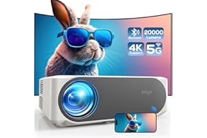 Vidéoprojecteur, 20000 Lumens 4K Supporte Retroprojecteur, AKIYO O8 Projecteur Native 1080P WiFi6 Bluetooth 5.2, 300'' Home Cinéma Compatible avec iOS/Android/PC/HDMI/USB/Fire Stick/PS5