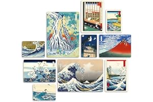 Giallobus - Ensemble de 10 peintures multi-panneaux - Hokusai Hiroshige - Bois MDF - - 2 x 42x29,7cm - 4 x 29,7x21cm - 4 x 21x14,85cm - - Prêt à accrocher - Tableaux