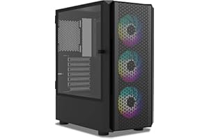 iONZ KZ02 - Advanced Series 2.0 - PC Mid Tower Case M/ATX ATX Gaming Tempered Glass includes 3 x RGB 120mm Fans (Airflow Black)
