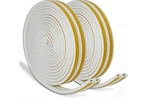 JEMESI Bande de Joint D-Profil, Joint de Mousse Autocollant,Caoutchouc Imperméable pour la Fenêtre/Le Fond Boudin de Porte/Rouleau Insonorisation (20M Blanc)