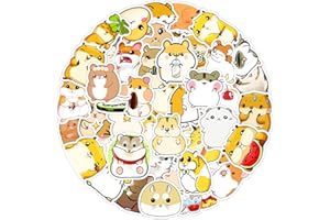 FANCICO 50 sztuk śliczne naklejki chomika na butelki z wodą, zestaw naklejek na deskorolkę, komputer, dla dzieci i młodzieży