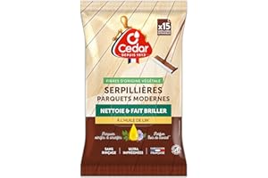 OCEDAR O'Cedar - Serpillères Nettoyantes - Lingettes Sol Jetables Désinfectantes - Sans Rincage - Nettoie et Fait Briller - Huile de Lin - Sol Parquet Bois Vitrifié & Stratifié - Sachet de 15