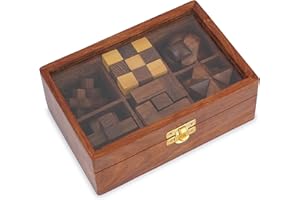 Ajuny Set de Juegos de Rompecabezas de Madera - Desafiantes 3D para Adolescentes y Adultos con Caja de Almacenamiento Decorativa para Pruebas de IQ, Juegos Artesanales como Regalos