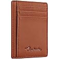 Travelambo Front Pocket Minimalist Leather Slim Wallet RFID Blocking Medium Size