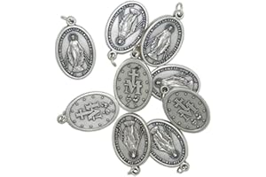 lazzaro italy Medaglia Miracolosa Originale placcata argento PRAY FOR US - h 2,2 cm - 10 pezzi