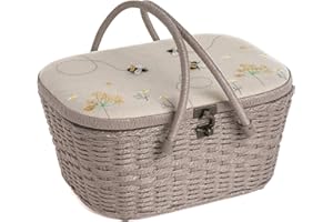 Hobby Gift Nähkästchen Weidenkorb Doppelgriff, Leinen Biene