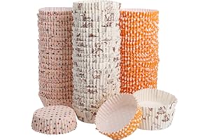 YOUEON Lot de 600 caissettes en papier de 8,1 cm avec trois motifs, idéales pour muffins, cupcakes, boules de gâteau, mini collations, papier sulfurisé, jetables et recyclables