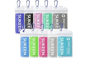 Sukeen Cooling Towel, 10 Pack, Instant Cooling Relief, Gym Sports Towel, 40" x 12", Microfiber, Sky Blue/Dark Gray/Royal Blue/Black