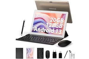 FORUSER Tablet 10 Pollici Android 13,Tablet in Offerta Octa-Core 2.0 GHz, 5GWiFi/BT5.0, 20GB RAM+128GB ROM(TF 1TB), Dual Camera 8000mAh,Tablet con Tastiera,penna,mouse(Oro)