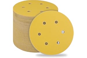 STEBRUAM Disques Abrasifs 150mm,50 Pièces Abrasifs de Ponçage Ponceuse tampons ponçage ronds 6 trous Grain 180 pour Poncer Polir Dérouiller pour Ponceuse Excentrique
