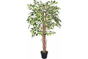 Homescapes - Albero da fico artificiale, riproduzione con rami e foglie simil-naturali, altezza: 122 cm