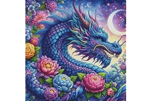HKLIOPU Cross Stitch Kits for Adults-Fantasy Dragon,11CT Printed Cross Stitch Kits,Stamped Embroidery Kits for Adults Wall Art Home Decoration 16x16 Inch (LZ185)