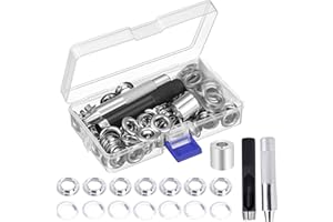 ZKSMNB Eyelet Punch Kit, Grommet Kit 100 Sets, Eyelet Pliers for Tarpaulins Suitable for Leather Fabrics, Shoes and Clothing, Curtains, Tents (10mm)