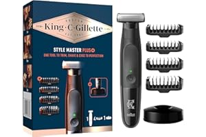 KING C. GILLETTE Gillette King C Tondeuse A Barbe Electrique Pour Hommes Style Master Plus, Sans Fil Et Avec Des Lames Affutées, Coffret Barbe Homme Avec 4 Sabots Interchangeables Pour Tailler Et Raser, Etanche