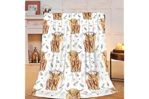 BEYNEPE Highland Cow Print Blanket and Throws Cute Farm Animal Cow Gifts Throw Blankets Soft Cozy Fleece Plush Warm Flannel Bedding Blanket for Girls Kids Adults Couch Travel 40x50inch