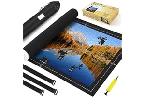 GENOVEGA Jigsaw Puzzle Mat Roll Up Fits 2000 1500 1000 Pieces Puzzles, Large Pad Table Non-Slip Board Saver Mats Portable Organizer, 41" x 29" + Inflatable Tube, 3 Straps, Keeper Storage Bag, Adults Kids Gifts