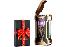 Dachance Electric Lighter for Men Dad Him Digital Counter Bettary Display Windproof Flameless Plasma USB Rechargeable Arc Birthday Gifts for Men, Boyfriend, Husband (Loup)