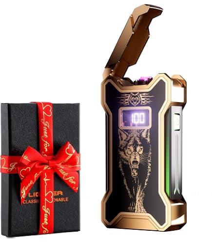 Accendino Elettrico Ad Arco Ricaricabile USB Con Orologio E Luce COB - Antivento E Impermeabile IP56, Nero