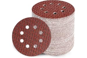 GEOGIEEW 80 pezzi Dischi Abrasivi 125 mm, Grana 40/60/80/100/120/150/180/320, 8 Fori Rotondi Carta Vetrata Abrasiva, Per Levigatrice Orbitale Casuale, per Levigatura, Spolveratura