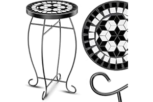 KESSER® Mesa de Jardín Mosaico Redonda - Diseño Tetragón, 60 x 34 cm