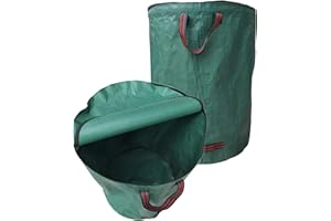 PABBYEEY Gartenabfallsack 120Lx2 mit Deckel,Gartensack Laubsack, Gartensäcke Grünabfall Wasserdicht Faltbar Wiederverwendbar, Behälter für Gartenabfälle,Grassack mit Griffe für Gras Laub Hecke Gartenabfall