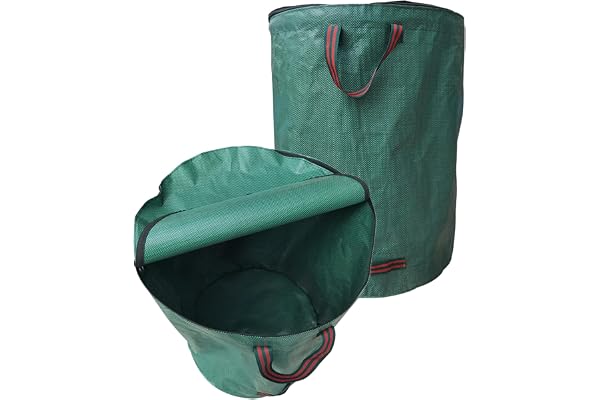 2X 120L Sac Déchets Jardin Autoportant, Résistant & Indéchirable, avec Couvercle et Poignées, Grand Sac Jardin pour Feuilles, Tonte de Pelouse, Tailles de Haies et Déchets Verts, Réutilisable
