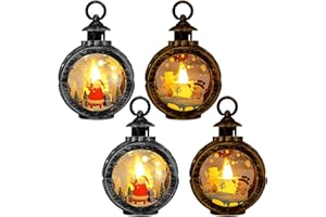 BORDEAG 4 Pezzi Lanterna Di Natale, Lanterna Decorativa Natalizia, Lanterna A LED Per Natale, Candele Di Natale Senza Fiamma Lanterna Natalizia Per Decorazioni E Regali Natalizi.