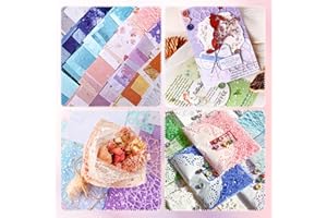 Npcswxq 156Sheets Textured Scrapbook Paper & Mesh Assorted Set+30 Buttons, Card Making Craft Paper, for Bullet Junk Journal Supplies,Decoupage DIY Mixed Media Collage Card Making 4.3x5.5in